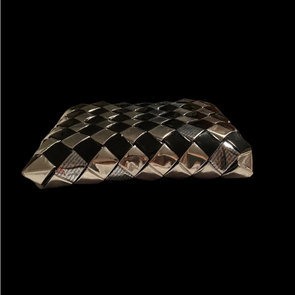 Nahui Ollin black and silver checker board wristlet